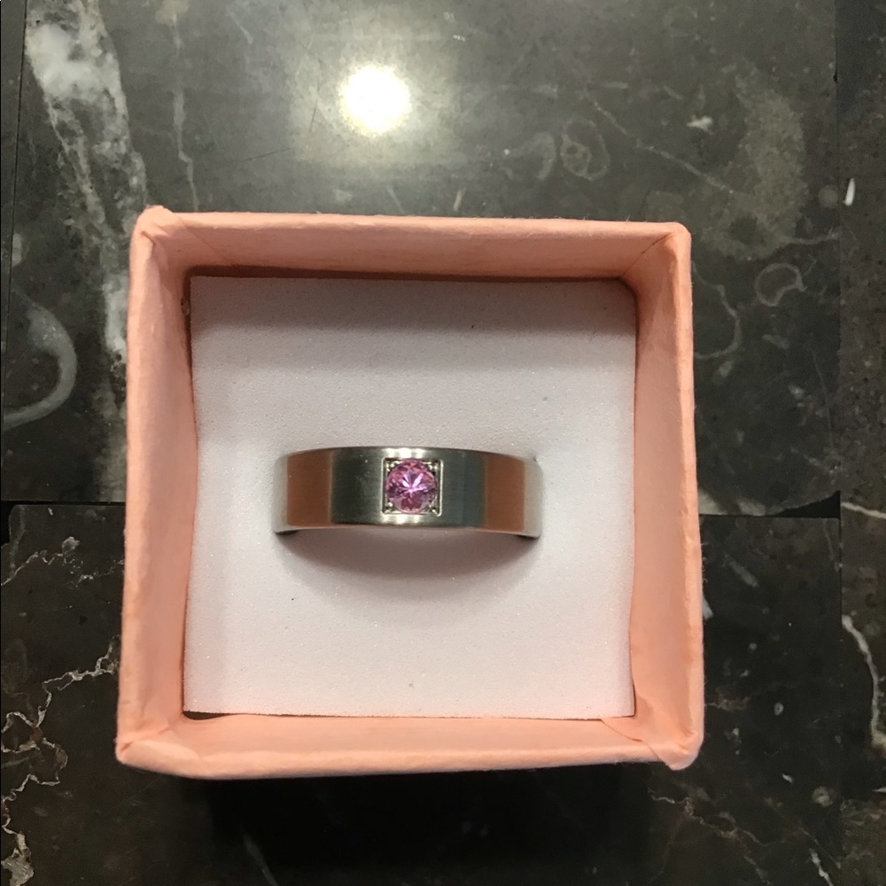 TeNo Stainless w/pink saphire ring